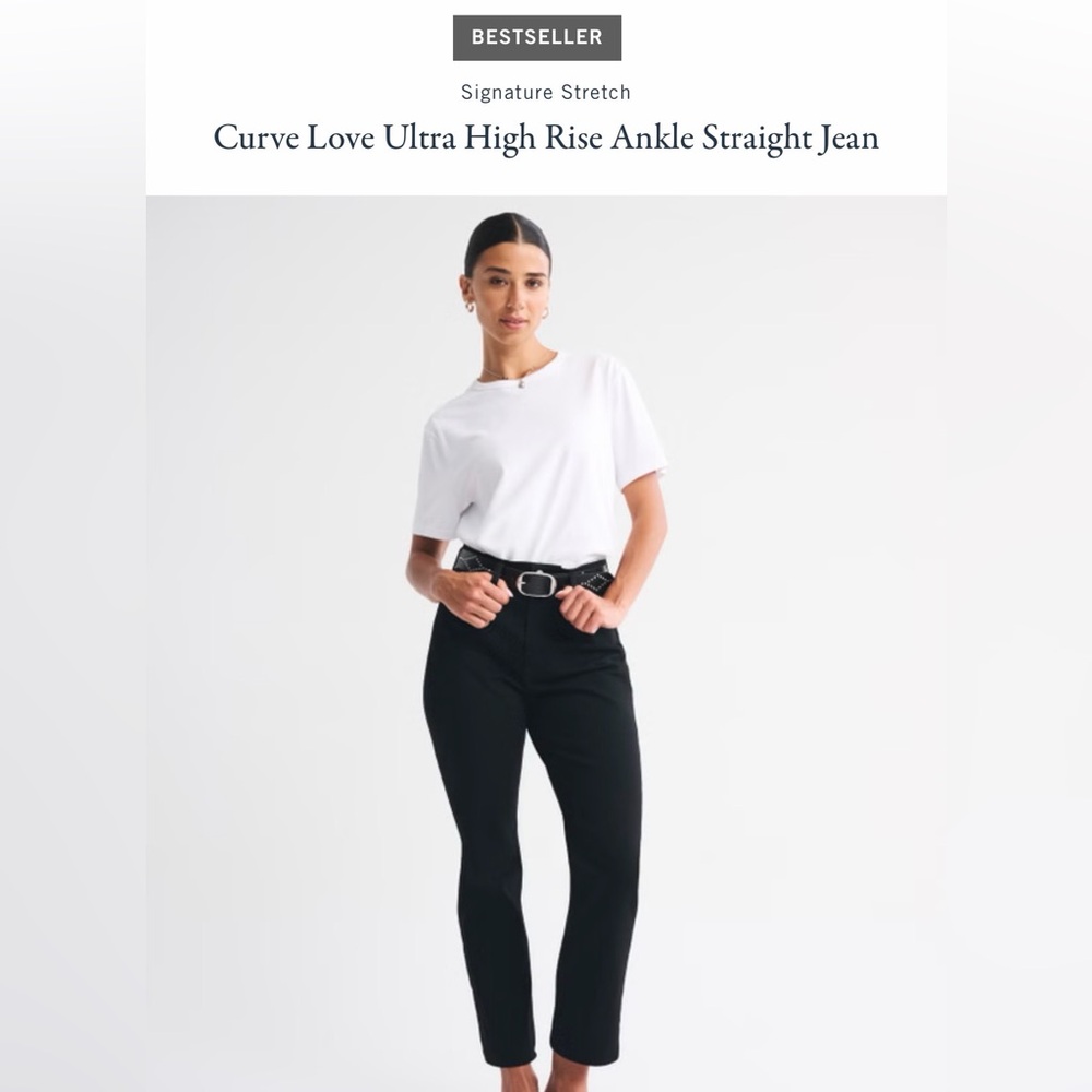 Abercrombie Curve Love Ultra High Rise Ankle Straight Jean ~ size 30 Black